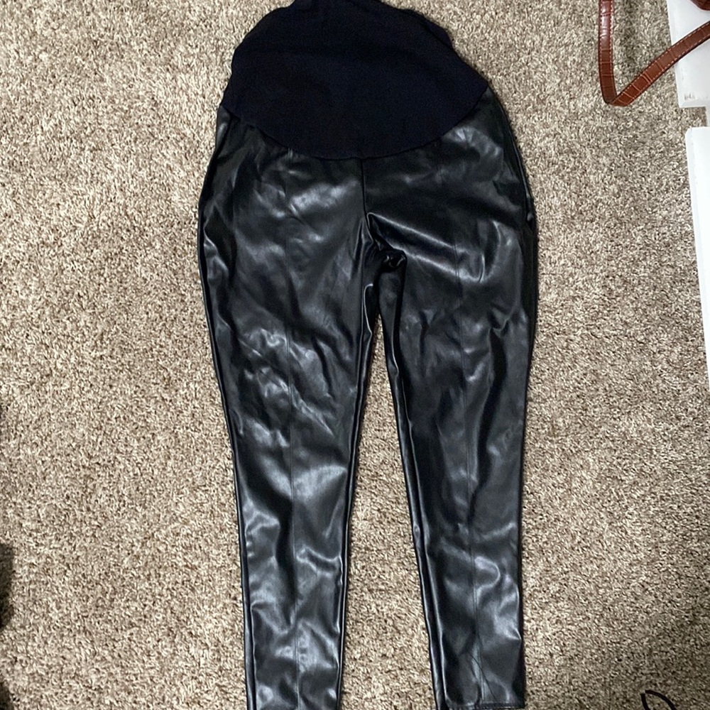 Faux Leather Maternity Leggings